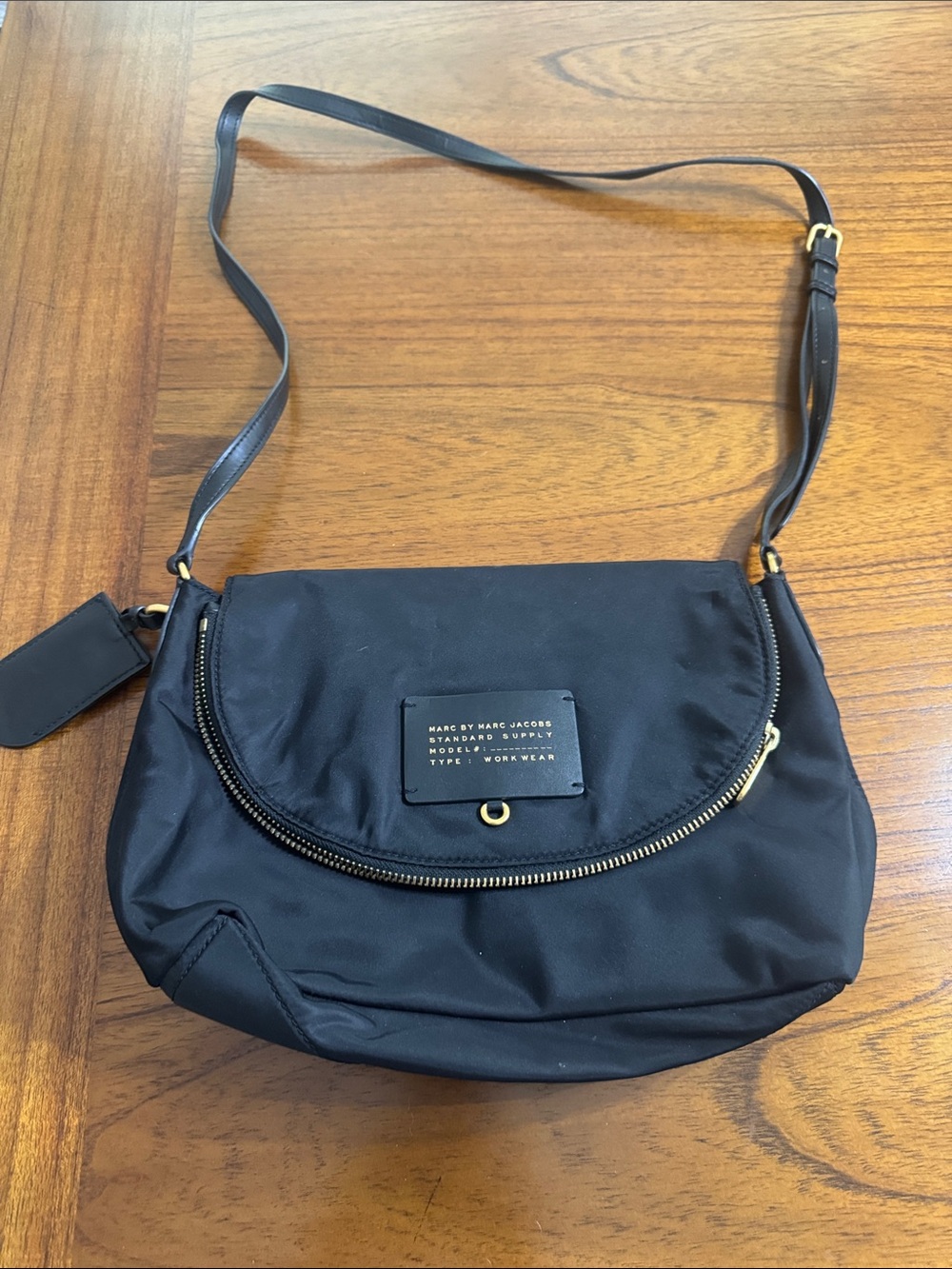 Marc by Marc Jacobs Black Nylon Flap Crossbody with Gold Hardware